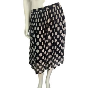 ABS black white polka dot pleated pull on skirt small